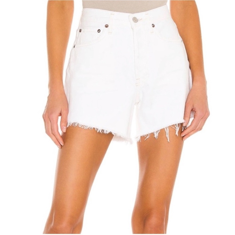 House of Harlow 1960 white high waisted denim cutoff distressed shorts - Picture 2 of 5
